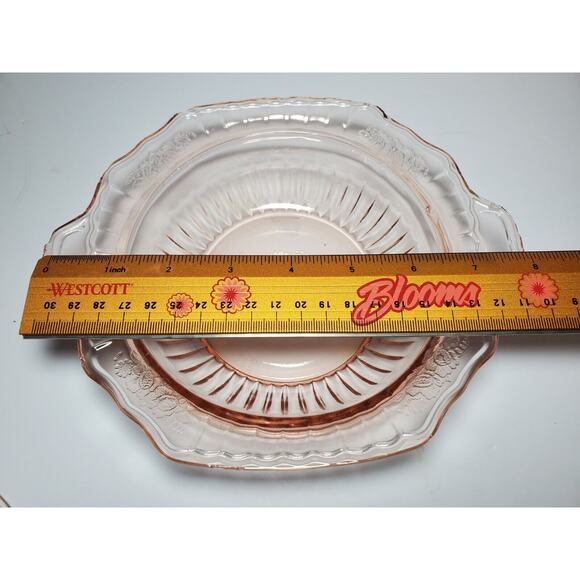 Vtg 1930s Anchor Hocking Rose Pink Depression Glass Mayfair Handled Covered Dish - Picture 10 of 10
